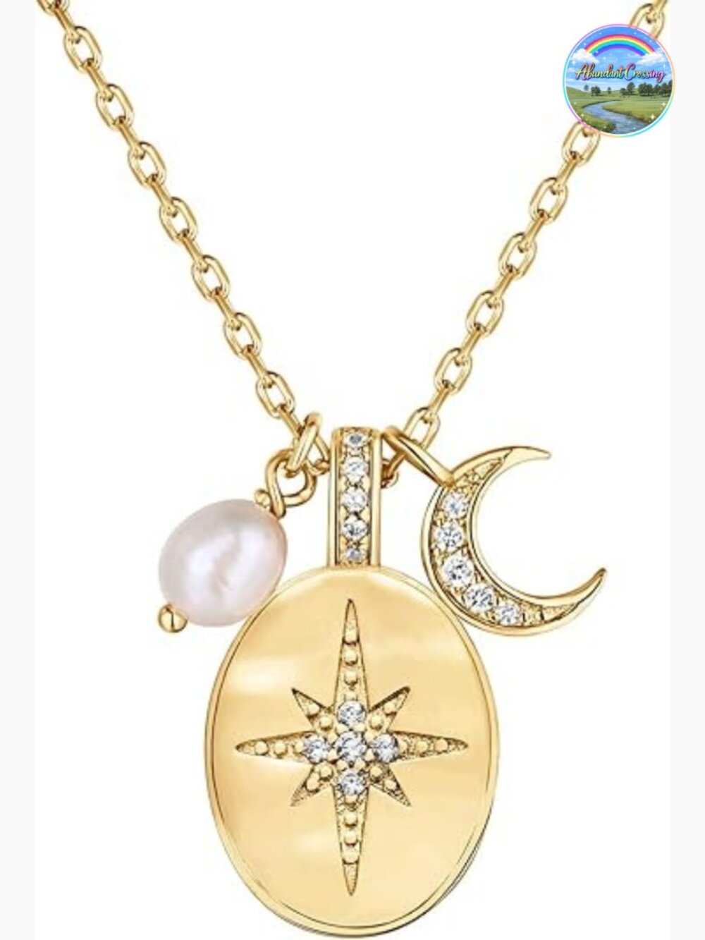 14K Gold Plated Engraved Coin Pendant Necklace for Women